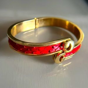Vintage Snakeskin Red Bypass Bracelet